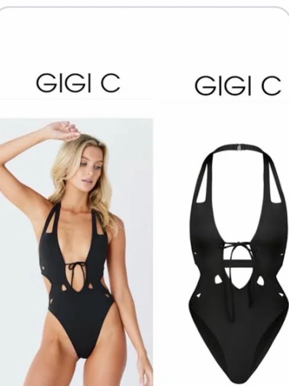 GIGI C Black Cutout Halter One-Piece Swimsuit